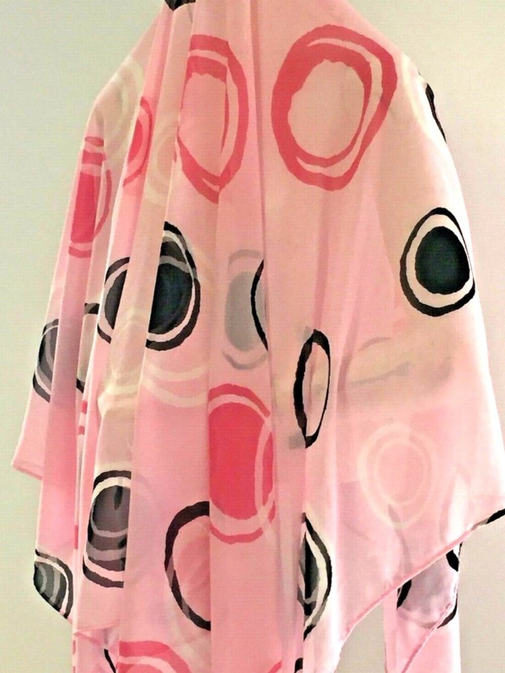 Anne Cole 54x54 Pink Black Abstract Circle Sheer Scarf Wrap Sarong
